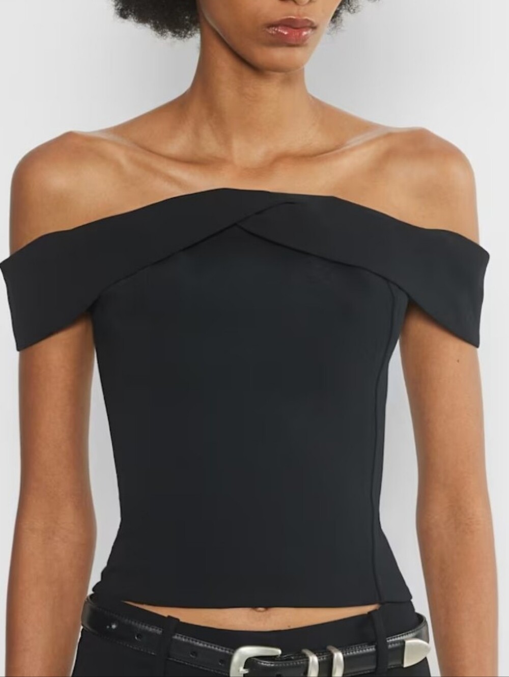ARITZIA Wilfred Queens Top Off-Shoulder Black Top Sz L Retail $110